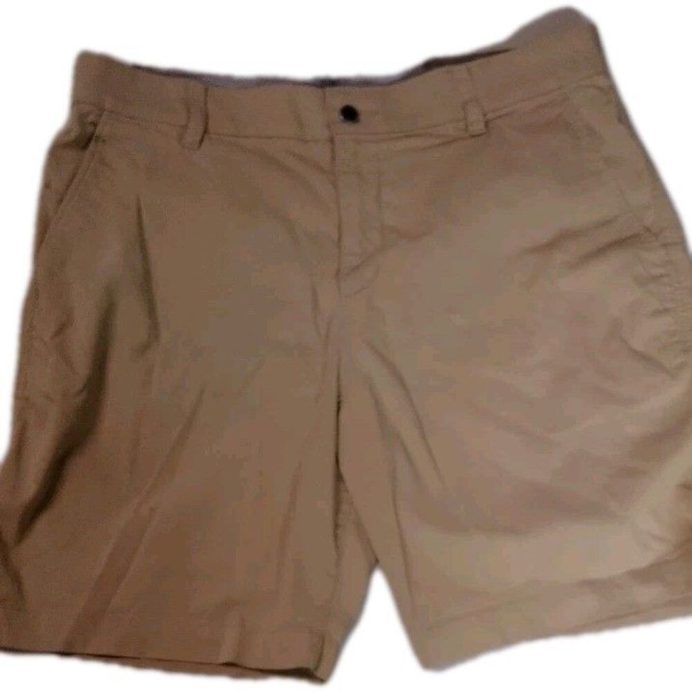 Nike Dri-FIT Golf Shorts Men's 34 Khaki Tan Flat Front Chino Performance 9"